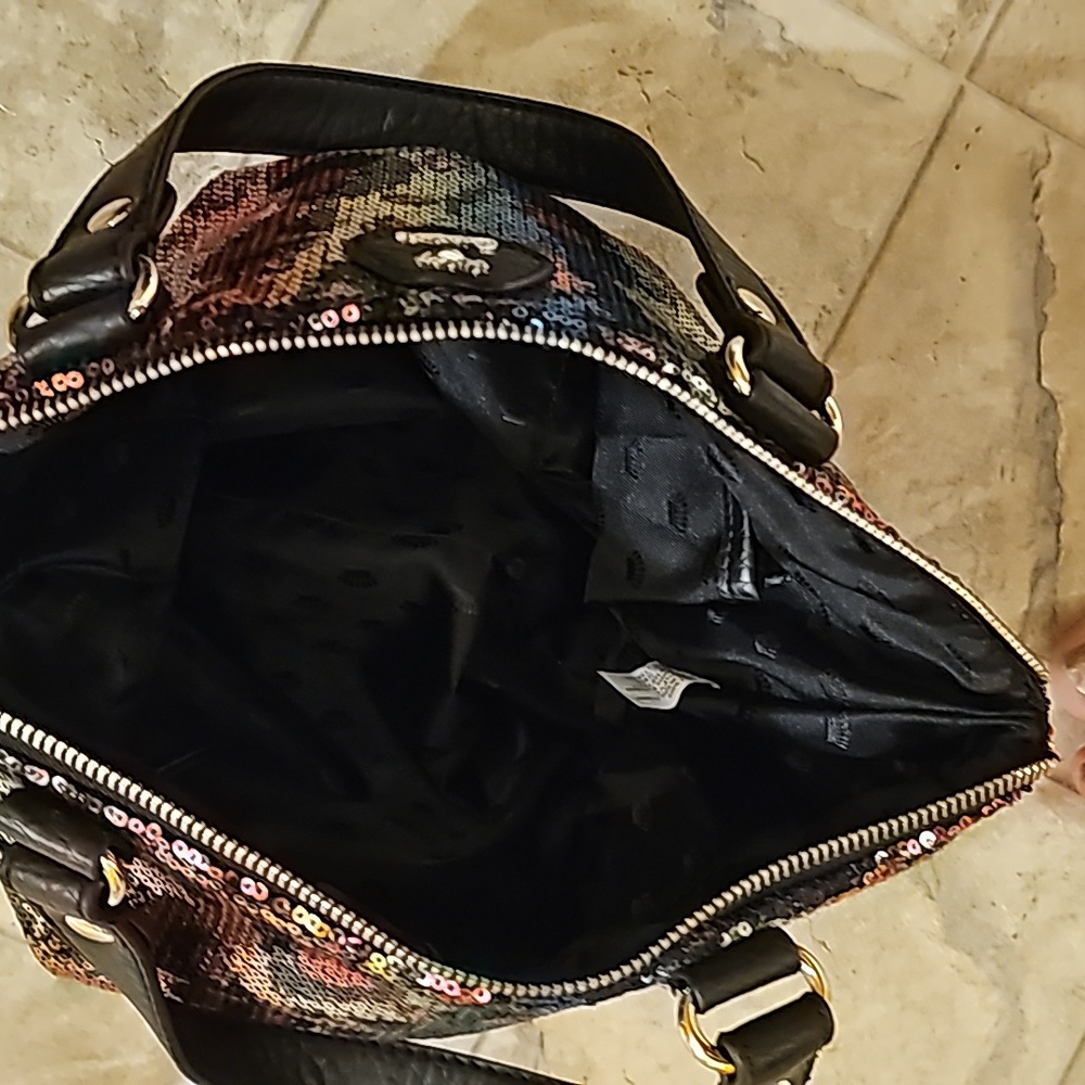Juicy Couture Rainbow Sequin Leopard Tote with Black Trim - Picture 5 of 6